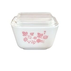 Vintage Pyrex Pink Gooseberry Refrigerator Dish Fridgie 501 With Lid READ